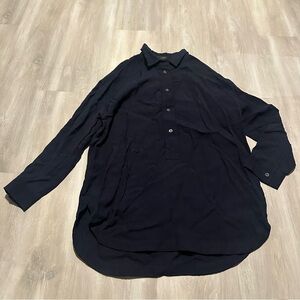 J. Crew Navy Blue Half Button Down Collar Shirt Top Sz XS